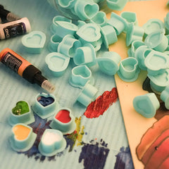 Heart-Shaped Silicone Ink Cups with Base