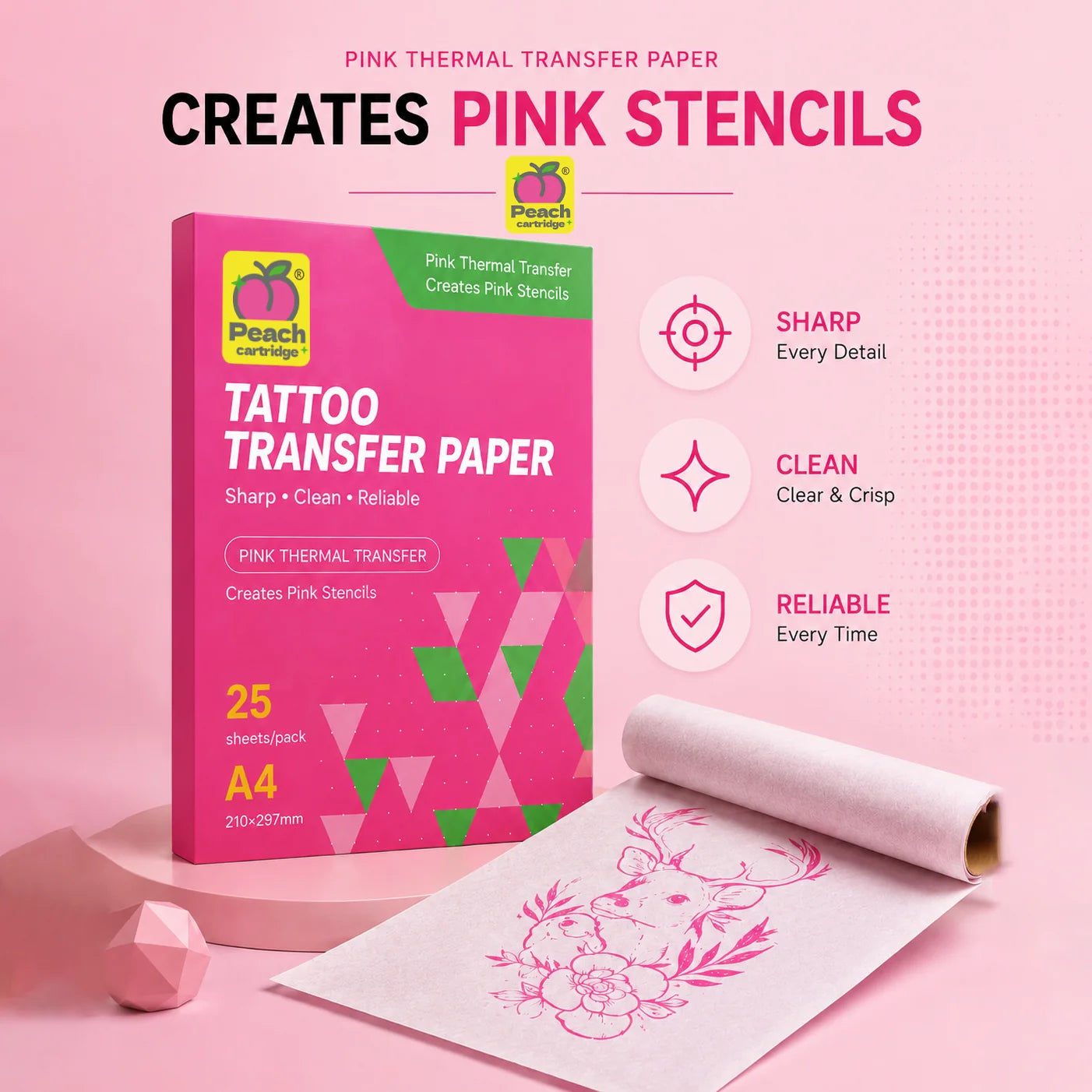 Purple tattoo transfer paper for clean detailed tattoo stencil transfers