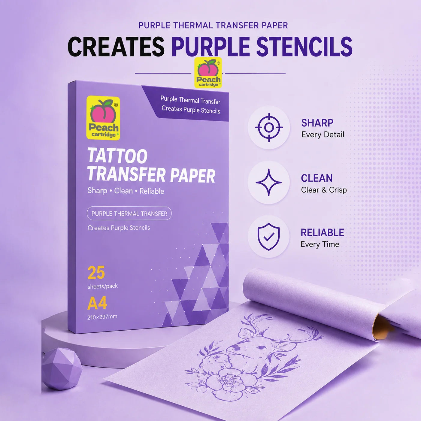 Pink tattoo transfer paper creating sharp detailed tattoo stencils